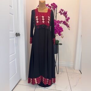 Elegant Black and Red Abaya